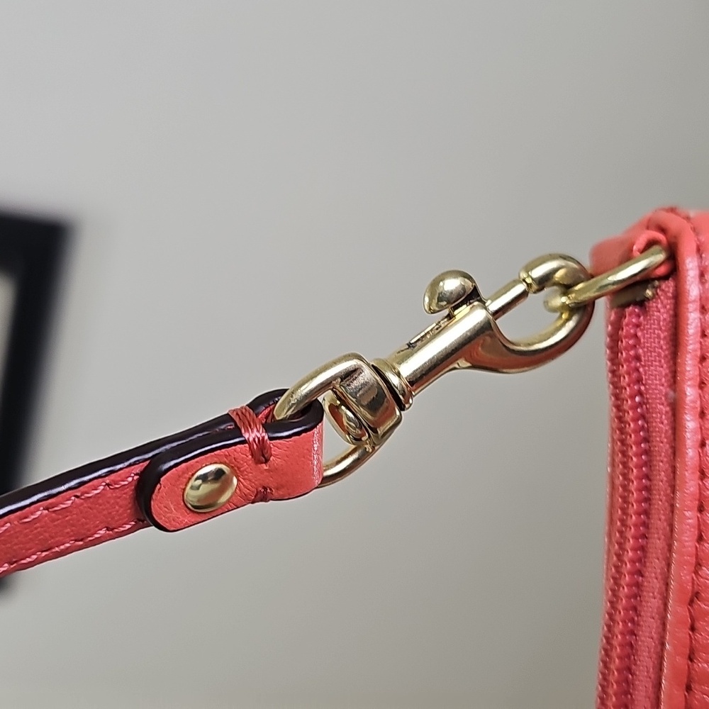 Coach Orange Smooth Leather Pleated Mini Bag/Convertible Wristlet EUC - Picture 6 of 16